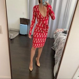 Gorgeous red faux wrap dress
